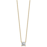 14k 4 carat Lab Grown Diamond VS+ F+ Princess Complete Four Prong 18 inch Pendant Necklace